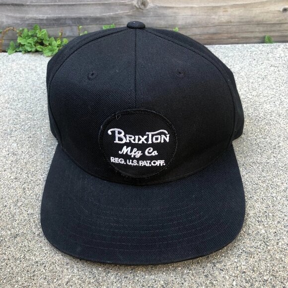 BRIXTON MFG CO Snapback Hat Men's Black Adjustable Cap Patch - Picture 1 of 5